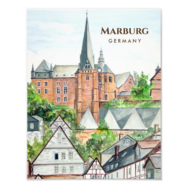 Foto Pintura panorámica de Marburg Altstadt Alemania (Frente)