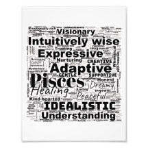 Pisces Zodiac Word Cloud - arte fotográfico Inspir