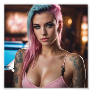 Foto Piscina Chica de tatuaje de Punk azul rosa