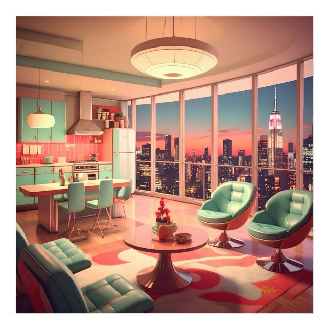 Foto Piso de lujo futurista atómico (Frente)