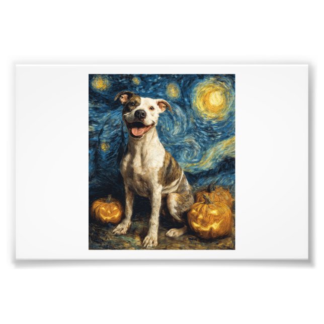 Foto Pit Bull Perro Lindo Halloween Jack O Lantern Cala (Frente)