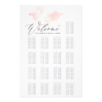 plan de asientos de boda de mapa de mundo de acuar