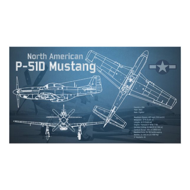 Foto Plan de Mustang para Norteamérica P-51D (Frente)