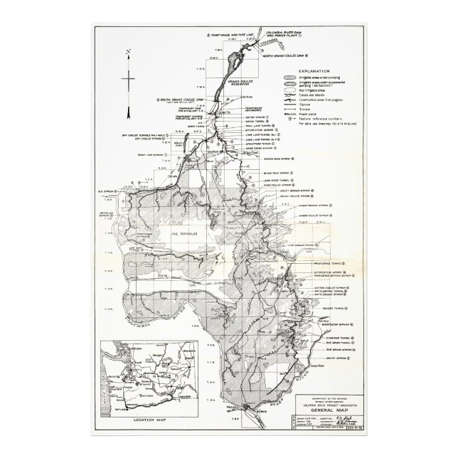 Foto Plan del proyecto de represa de Coulee en el río C (Frente)