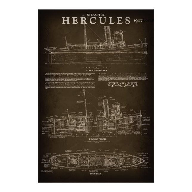 Foto Plan HERCULES de remolcador de vapor 1907 (Frente)