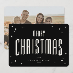 Foto plana retro de Navidad con estrellas y Feliz