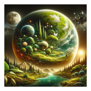 Foto Planeta mágico de fantasía con naturaleza celeste