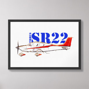 Foto Plano estilizado Cirrus SR22 con tipografía audaz