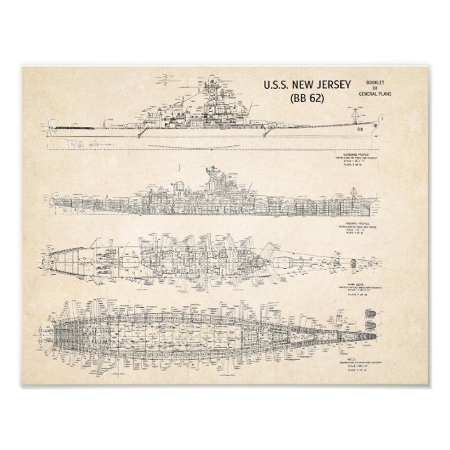Foto Planos del USS New Jersey (Frente)