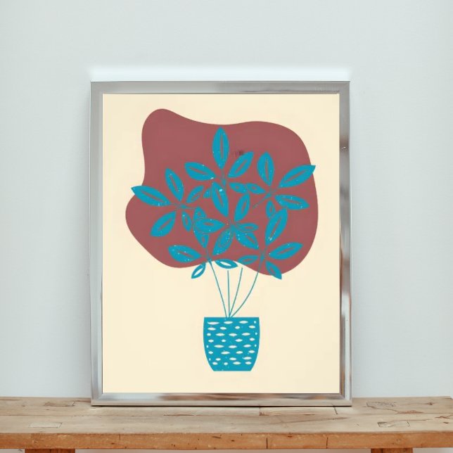 Foto Planta azul simple en olla roja (Subido por el creador)
