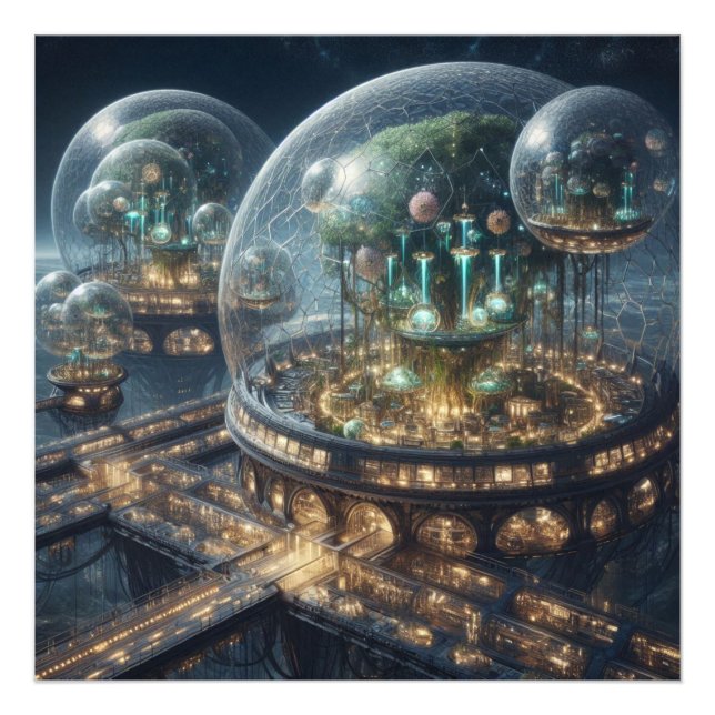Foto Planta de fantasía futurista Bio Domes (Frente)
