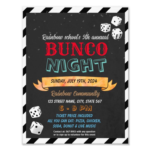 Foto Plantilla de Bunco Night (Frente)
