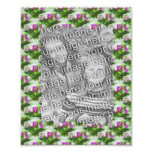 Foto Plantilla de marco fotográfico de flores violetas