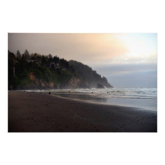 Foto Playa de Neskowin, Oregón, puesta de sol del bosqu