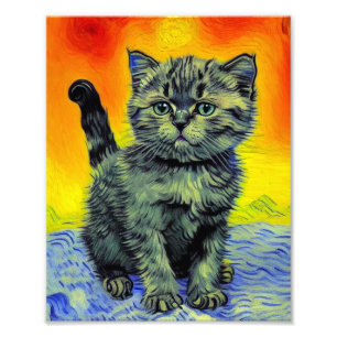 Foto Playa de Sunset Cat Style Van Gogh