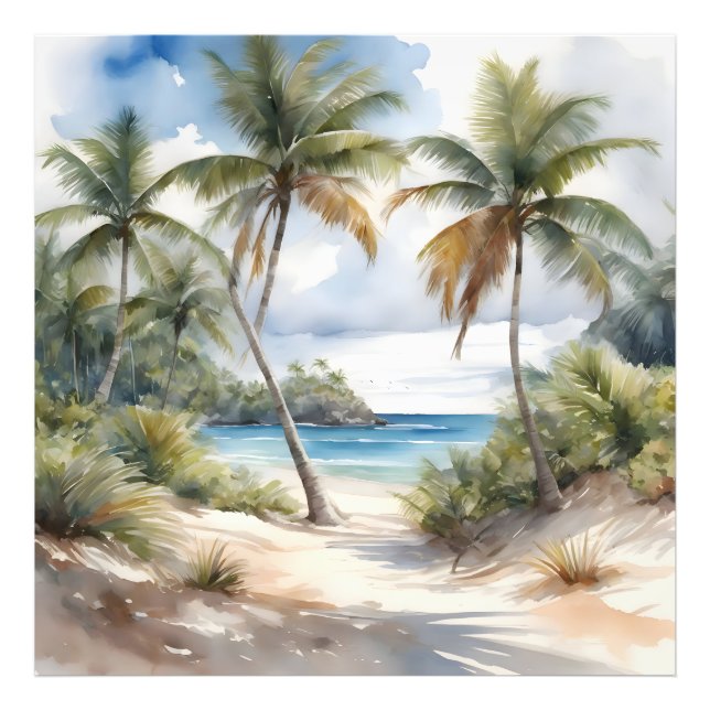 Foto Playa tropical con palmeras (Frente)