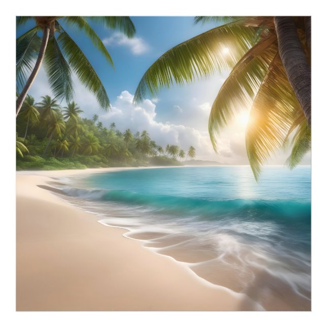 Foto Playa tropical con palmeras (Frente)