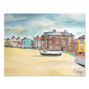 Foto Playa y casas del paseo marítimo de Aldeburgh