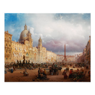 Foto Plaza Navona Mercado Roma 1850 Arte