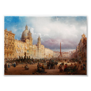 Foto Plaza Navona Mercado Roma 1850 Arte
