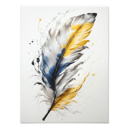 Foto Pluma - Blanco, azul y amarillo