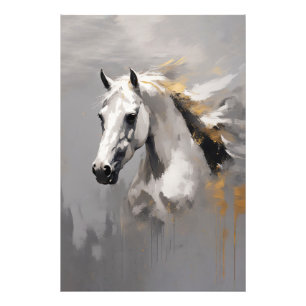 Foto Poderoso retrato de caballo blanco con efecto óleo