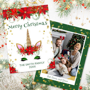 Foto Poinsettia Unicornio con Tarjeta de Navidad V