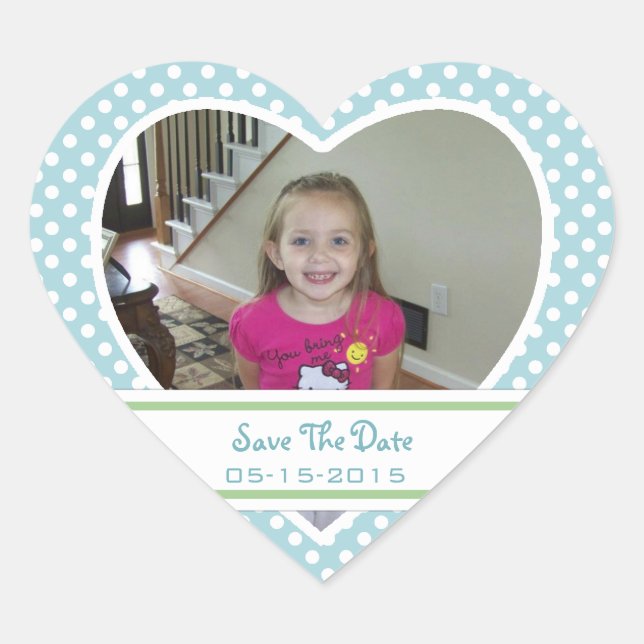 Foto: Polka-dot Heart: Save The Date Pegatinas (Anverso)