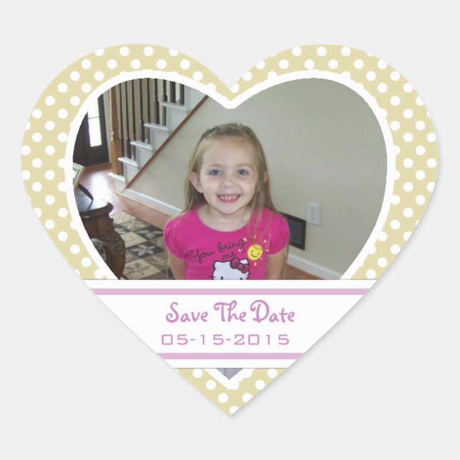 Foto: Polka-dot Heart: Save The Date Pegatinas (Anverso)