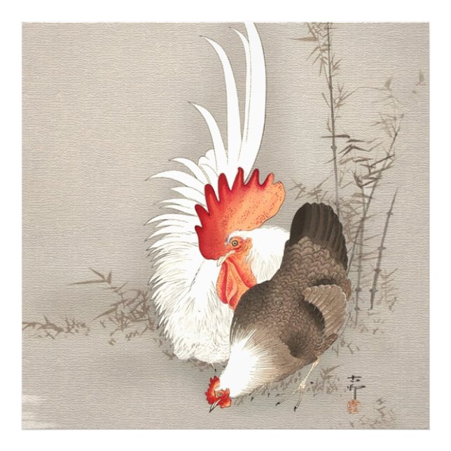 Foto Pollo y gallo de Ohara Koson (Frente)