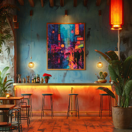 Foto Pop Art: Calle de la Ciudad Nocturna