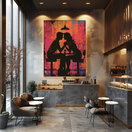 Foto Pop Art: Cita Romántica en Silueta