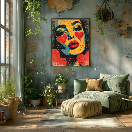 Foto Pop Art de Rostro con Corazones
