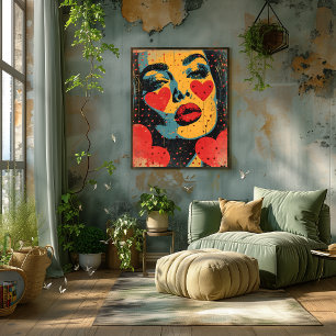 Foto Pop Art de Rostro con Corazones