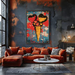 Foto Pop Art Dulce: Helado de Corazones<br><div class="desc">Este encantador diseño de pop art presenta un cono de helado con corazones vibrantes en lugar de bolas de helado. Con su estilo colorido y lúdico, esta pieza captura la dulzura del amor de una manera divertida y creativa. Perfecto para los amantes del arte contemporáneo, este póster añade un toque...</div>