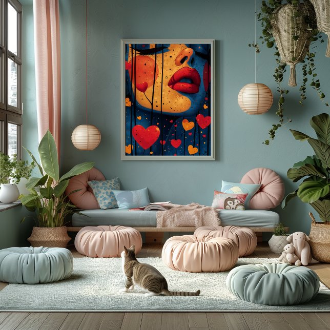 Foto Pop Art Intenso: Rostro y Corazones (Subido por el creador)