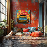 Foto Pop Art: Just Married Retro<br><div class="desc">Este vibrante diseño de pop art celebra el amor con un toque retro, presentando un clásico coche antiguo decorado con el letrero 'Just Married' y corazones en un fondo colorido. Perfecto para los recién casados y los amantes del estilo vintage, este póster añade un toque alegre y nostálgico a cualquier...</div>