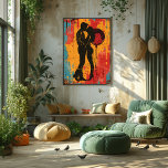 Foto Pop Art Romance: Pareja y Bola de Disco<br><div class="desc">Este vibrante diseño de pop art captura una silueta romántica de una pareja junto a una bola de disco, fusionando amor y nostalgia en una explosión de colores. Con su estilo audaz y dinámico, este póster es perfecto para aquellos que buscan añadir un toque romántico y retro a sus espacios....</div>