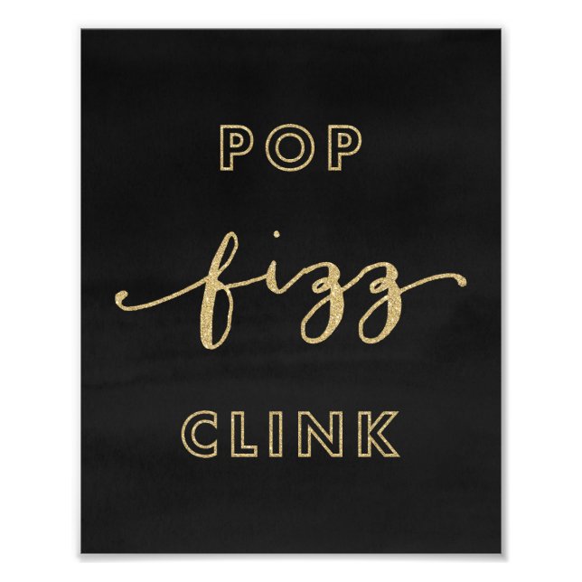 Foto Pop Fizz Clink Black and Gold Art Print (Frente)