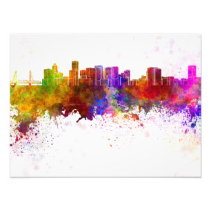 Foto Portland skyline in watercolor background