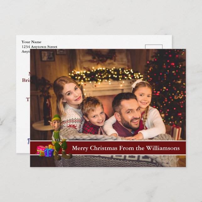 Foto postal completa y Elf con banda de texto roja (Anverso / Reverso)