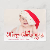 Foto postal con letras elegantes de Feliz Navidad