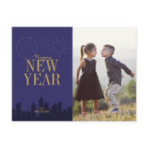 Foto postal de Año Nuevo de Skyline moderna