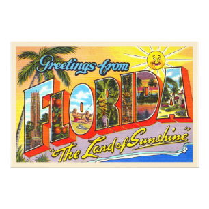Foto Postal de carta grande del estado de Florida FL Vi