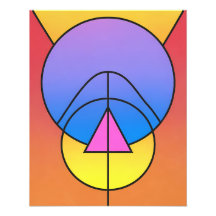 Póster abstracto geométrico de círculos y líneas c
