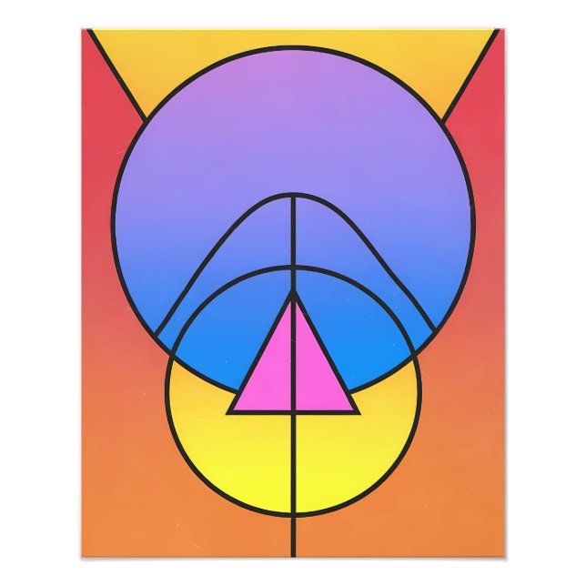 Foto Póster abstracto geométrico de círculos y líneas c (Frente)
