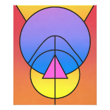 Póster abstracto geométrico de círculos y líneas c