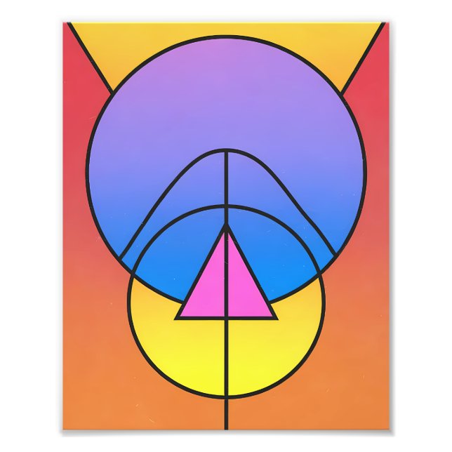 Foto Póster abstracto geométrico de círculos y líneas c (Frente)