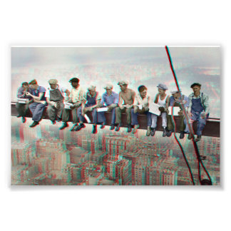 Foto Poster Anaglyph 3D - Almuerzo sobre rascacielos Nu