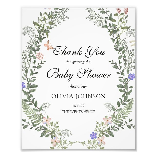 Foto Poster Baby Shower neutral de sexo de Boho verde s (Frente)